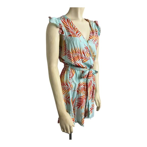 Cupshe Tropical Flutter Sleeve Romper Blue Orange Women's Size S Boho Summer - Picture 5 of 10